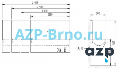 Мойка желоб подвесная AUL 03Z.LK AZP Brno Чехия (фото, схема)